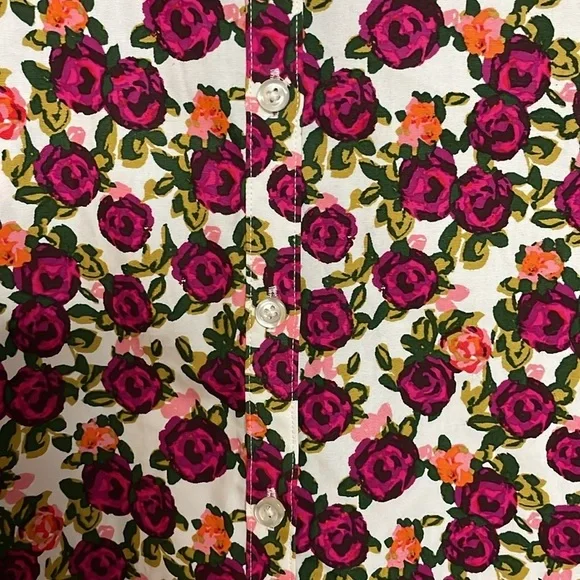 Lands' End size 12 Pink Floral Print No Iron Supima Button Down Shirt - Picture 3 of 7